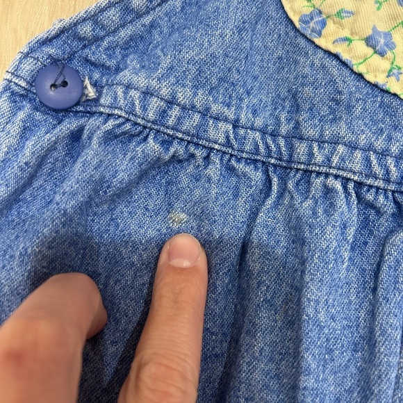 Vintage Oshkosh b’gosh overalls bubble size 3t yellow denim floral bow on back - Picture 3 of 7